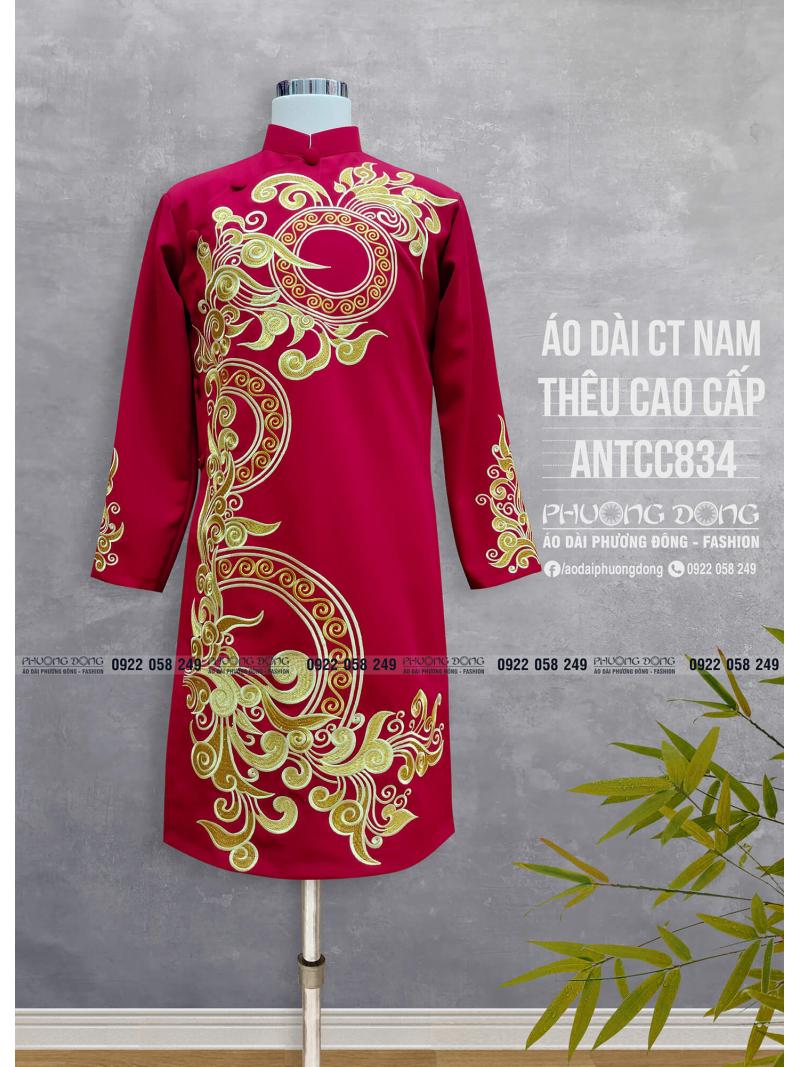 Áo Dài Cách Tân Nam Thêu Cao Cấp ANTCC834